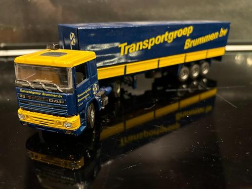 Tekno Daf 95 firma Brummen met huifoplegger in doos, Hobby en Vrije tijd, Modelauto's | 1:50, Zo goed als nieuw, Bus of Vrachtwagen