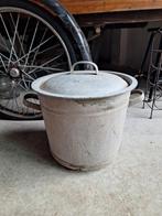 Grote zinken ton, emmer met deksel, Antiek en Kunst, Curiosa en Brocante, Ophalen