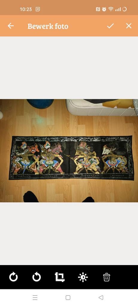 Javaanse Wayang Sarong - Handgeschilderd, Antiek en Kunst, Antiek | Kleden en Textiel, Ophalen of Verzenden