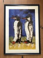 pinguin poster in blauwe lijst, Ophalen, Minder dan 50 cm, 50 tot 75 cm, Zo goed als nieuw