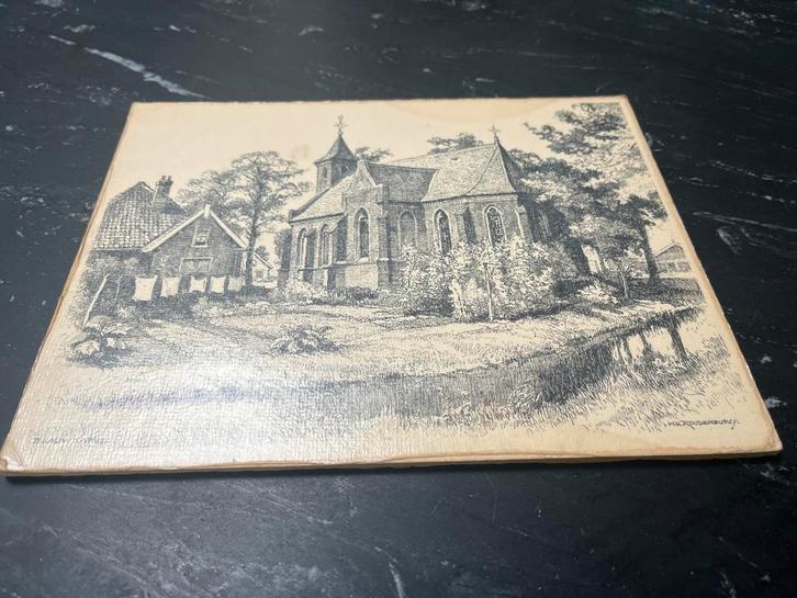 Oude Pentekening van Kerk, Antiek en Kunst, Kunst | Etsen en Gravures, Ophalen of Verzenden