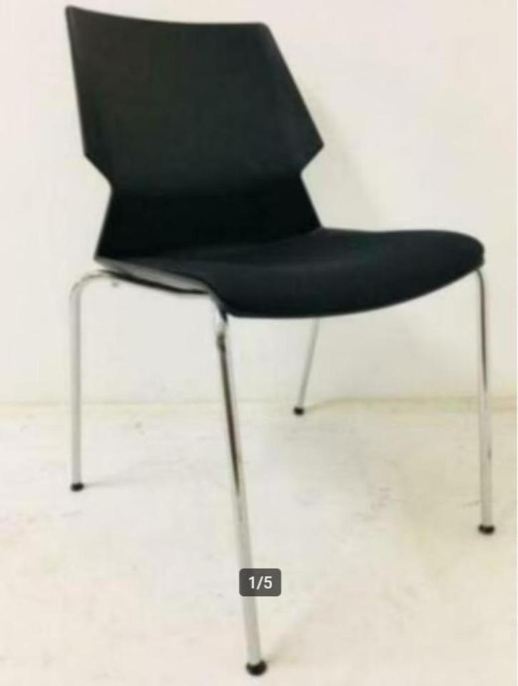 Vergaderstoel Bijzetstoel Stapelstoel Zwart, Huis en Inrichting, Stoelen, Zo goed als nieuw, Twee, Zwart, Ophalen of Verzenden