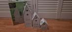 Metalen huisjes theelichthouders - set van 3, Huis en Inrichting, Woonaccessoires | Kandelaars en Kaarsen, Wit, Nieuw, Ophalen of Verzenden