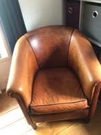 Schapenleren fauteuil, Huis en Inrichting, Ophalen, Gebruikt, 50 tot 75 cm, Leer