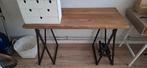 Tafel/Bureau met houten blad en metalen poten, Ophalen, Rechthoekig, 50 tot 100 cm