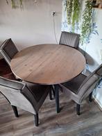 Eethoek met ronde tafel en 4 stoelen, Huis en Inrichting, Ophalen of Verzenden, Gebruikt, Modern, 4 tot 6 stoelen