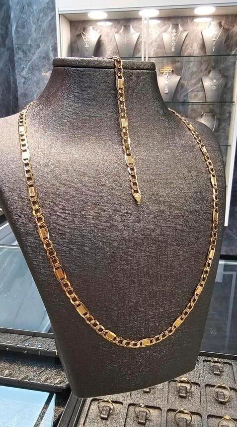 Prachtige 14k gouden set: ketting met passende armband, Sieraden, Tassen en Uiterlijk, Kettingen, Zo goed als nieuw, Goud, Goud