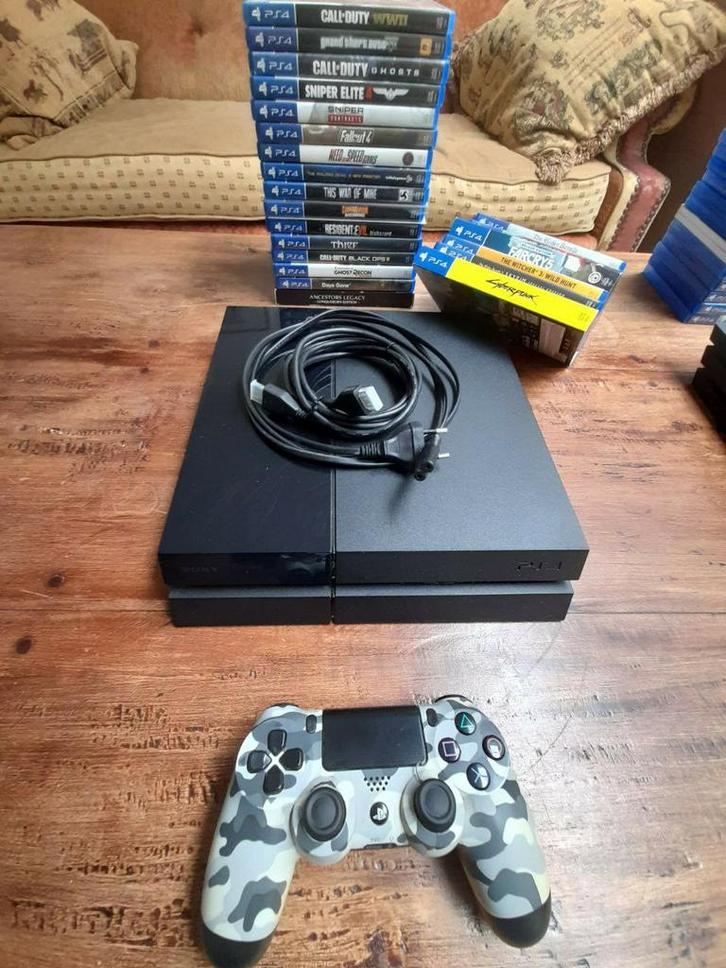 Playstation 4 + 22 spellen en 1 controler, Spelcomputers en Games, Spelcomputers | Sony PlayStation 4, Gebruikt, Original, Met 1 controller