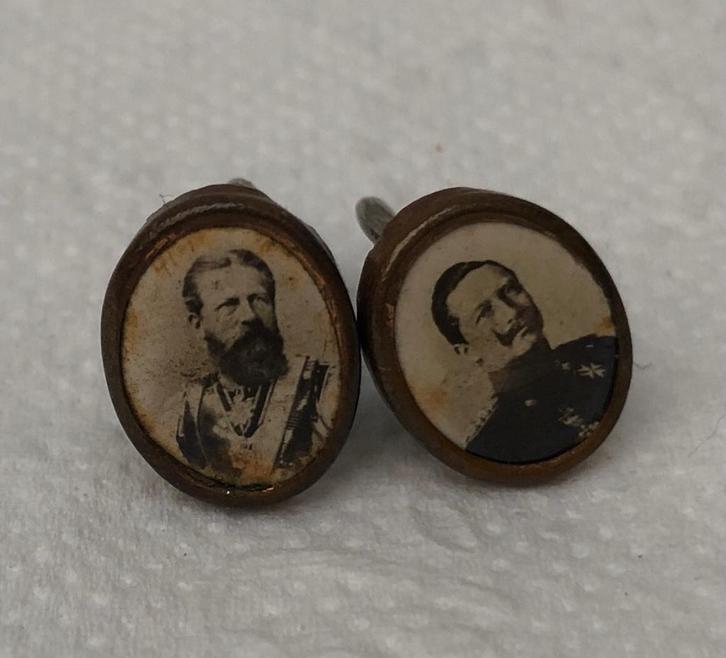Zeldzame Antieke boordknoopjes-portretfoto`s Duitse Keizers, Sieraden, Tassen en Uiterlijk, Antieke sieraden, Overige typen, Overige materialen