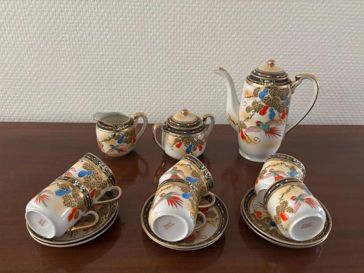 Antiek Japanse Kutani eierschaal porselein servies 15 delen., Antiek en Kunst, Antiek | Servies compleet, Ophalen of Verzenden