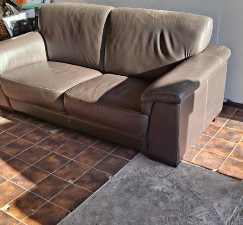 Zitform bankstel leer, Huis en Inrichting, Banken | Bankstellen, Gebruikt, 75 tot 100 cm, Leer, Ophalen