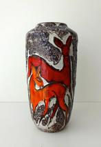 Keramiek vaas rode herten met bruin wit lava Germany 3514-g, Antiek en Kunst, Ophalen of Verzenden