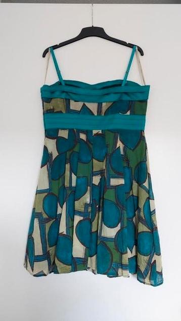Steps jurk L groen bruin bladeren strapless spaghettibandjes beschikbaar voor biedingen