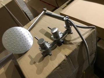 regendouche-set INBOUW rvs-geborsteld, complete set beschikbaar voor biedingen