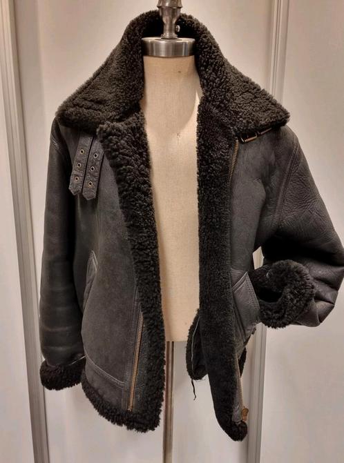 Heren lammy coat pilotenjas - XL / XXL - zwarte lamsvacht, Kleding | Heren, Jassen | Winter, Zo goed als nieuw, Maat 56/58 (XL)