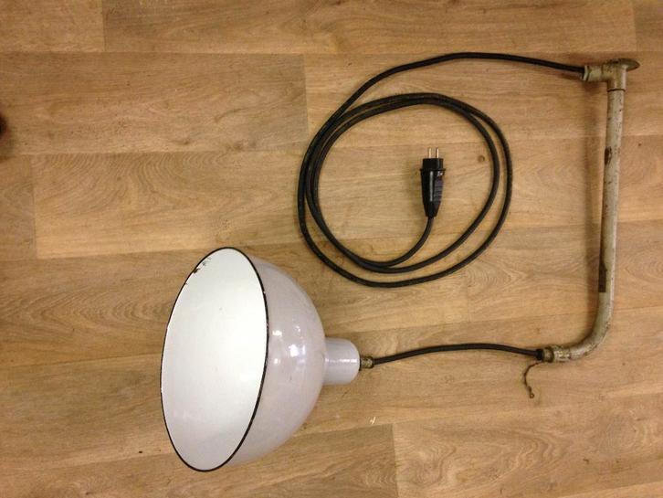 Industriële lamp, Huis en Inrichting, Lampen | Hanglampen, Gebruikt, Minder dan 50 cm, Metaal, Ophalen