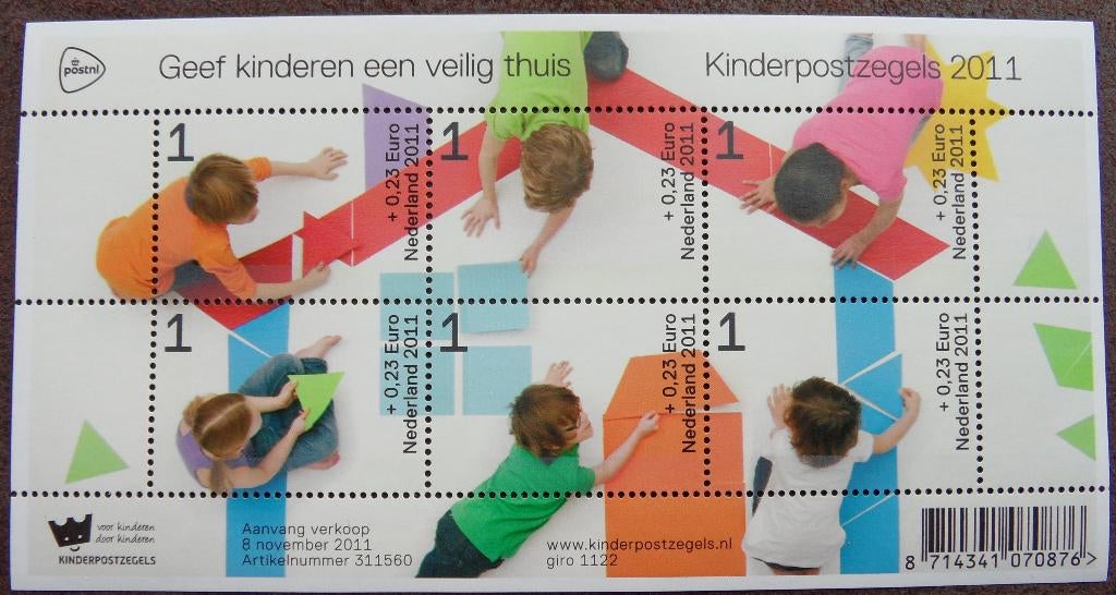Velletje postzegels – kinderpostzegels 2011, Verzenden, Postfris