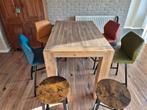 Hoge Eettafel (bartafel)  met Stoelen en Krukken, Huis en Inrichting, Ophalen, Gebruikt, Industrieel, 4 tot 6 stoelen