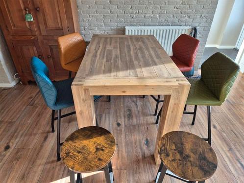 Hoge Eettafel (bartafel)  met Stoelen en Krukken, Huis en Inrichting, Complete eetkamers, Gebruikt, 4 tot 6 stoelen, Ophalen