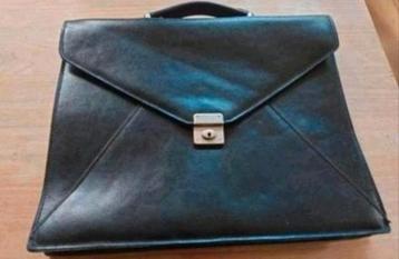 Davidts Design zwart dik lederen businesstas ,zgan beschikbaar voor biedingen