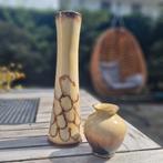 Jasba vazen, W Germany, zachtgeel, bruin met goud, Antiek en Kunst, Antiek | Keramiek en Aardewerk, Ophalen of Verzenden
