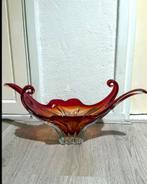 Schaal murano glas groot bijzonder mooi rood oranje, Gebruikt, Schaal, Ophalen of Verzenden, Glas