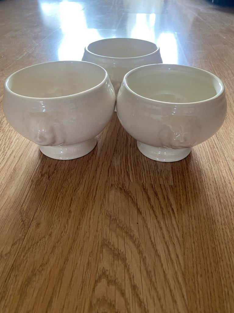 TAMUME Porseleinen soepkom met matte afwerking en handgrepen, leeuwenkop stijl voor Franse uiensoep, set van 2 (wit x 2