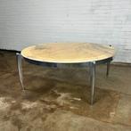 Marmeren vintage salontafel met prachtig staal frame, Huis en Inrichting, Tafels | Salontafels, Minder dan 50 cm, 100 tot 150 cm