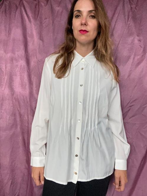 Vintage witte blouse / overhemd - 42/XL of oversized, Kleding | Dames, Blouses en Tunieken, Ophalen of Verzenden