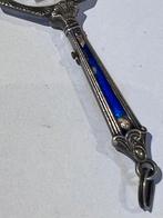 zilver en emaille antiek opvouwbaar brilletje, Ophalen of Verzenden