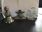 3 oude, aparte design kandelaars glas, metaal tin?, Overige materialen, Ophalen of Verzenden, Zo goed als nieuw, Kandelaar