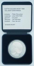 Nederland 50 Gulden 1990 100 jaar vorstinnen Zilver FDC in d, Postzegels en Munten, Munten | Nederland, Koningin Beatrix, Zilver