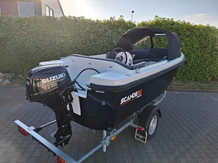 Splinternieuwe Scandex 440 Tender Sloep met 15pk Suzuki, Watersport en Boten, Sloepen, Nieuw, 10 tot 30 pk, 3 tot 6 meter, Buitenboordmotor