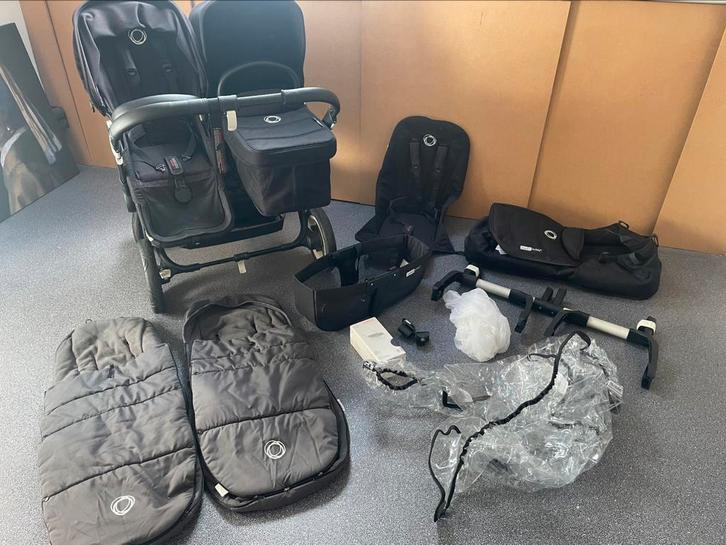 Bugaboo donkey duo 2 kinderwagen incl accessoires all black, Kinderen en Baby's, Kinderwagens en Combinaties, Gebruikt, Combiwagen