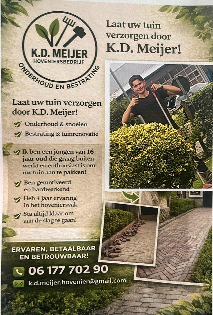 K.d.meijer hovenier/houtbouw,bestrating, Verzamelen, Boekenleggers, Nieuw, Reclame, Ophalen