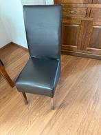 4 stuks Moderne Eetkamerstoel - donkerbruin leer, Huis en Inrichting, Stoelen, Ophalen, Zwart, Leer, Zo goed als nieuw
