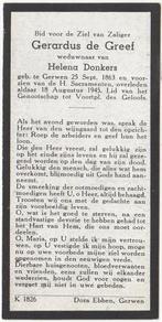Gerardus de Greef 1863 Gerwen + 1945 Gerwen, 81 jaar, Verzenden, Bidprentje