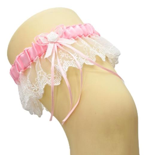 Schitterende bruid kousenband lichte roze met witte kant., Sieraden, Tassen en Uiterlijk, Overige Accessoires, Nieuw, Ophalen of Verzenden
