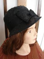 Vintage mt 54 zwarte hoed. Geprepareerd stro / raffia., Kleding | Dames, Nieuw, 55 cm (S, 6⅞ inch) of minder, Vintage, Ophalen of Verzenden