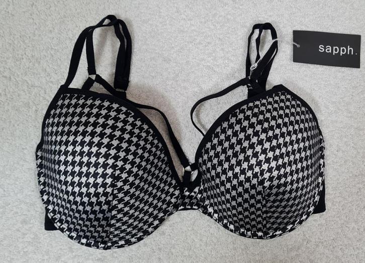 Sapph Push-up beugel BH 70E Zwart/Zilver (463), Kleding | Dames, Ondergoed en Lingerie, BH, Zwart, Ophalen of Verzenden