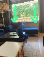 Z.G.N. Wood Velvet dark blue fauteuil & hocker, Huis en Inrichting, Ophalen, Zo goed als nieuw, 75 tot 100 cm, 50 tot 75 cm