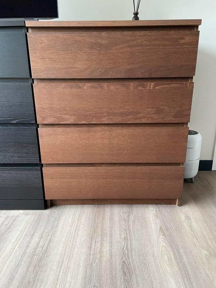 Malm ikea ladekast; 4 lades bruin, Huis en Inrichting, Kasten | Ladekasten, Gebruikt, Minder dan 100 cm, 50 tot 100 cm, 25 tot 50 cm