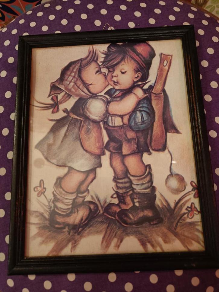 Vintage Hummeltje Schilderijtje, Antiek en Kunst, Kunst | Tekeningen en Foto's, Ophalen of Verzenden