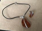 Barnsteen met zilver ketting en ring. Gemerkt 925, Ophalen of Verzenden, Zo goed als nieuw, Zilver
