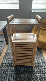 Badkamerkast bamboe met wasmand, Huis en Inrichting, Badkamer | Badkamermeubels, Ophalen, (Half)hoge kast, Minder dan 50 cm, Zo goed als nieuw