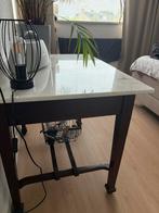 Mooie oude tafel (75x100) met massief marmeren blad, Ophalen, Overige materialen, 100 tot 150 cm, Klassiek