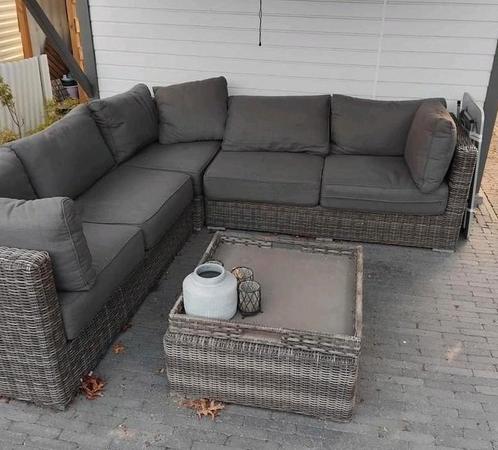 Wicker rotan loungeset salontafel, Tuin en Terras, Tuinsets en Loungesets, Zo goed als nieuw, Loungeset, Wicker, 5 zitplaatsen