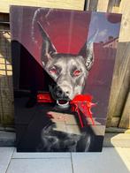 Muur schilderij plexiglas dobermann, Ophalen, Zo goed als nieuw, Schilderij, 75 cm of meer