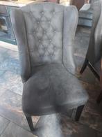 Ronde tafel met 6 zware stoelen ., 75 m² of meer, Ophalen of Verzenden, Zo goed als nieuw, Grijs