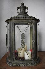 Zink lantaarn kaarslamp windlicht ZEER EXCLUSIEF decoratie, Ophalen of Verzenden, Zo goed als nieuw, Overige materialen, Minder dan 25 cm